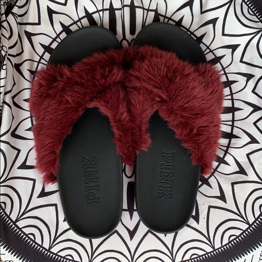 furry PINK slides medium